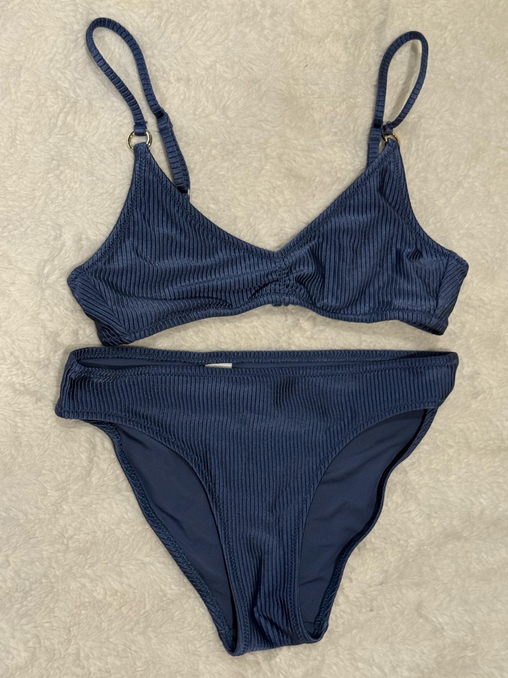 Aerie blue metallic scoop bikini set size XS